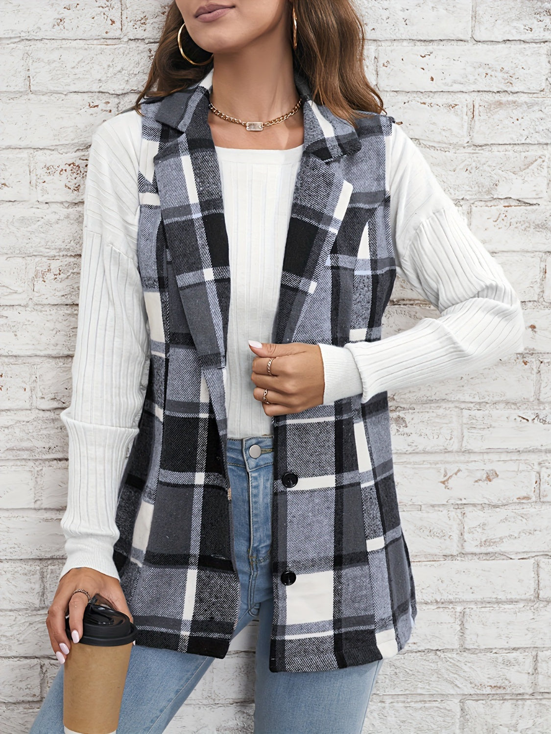 Plaid Button Vest
