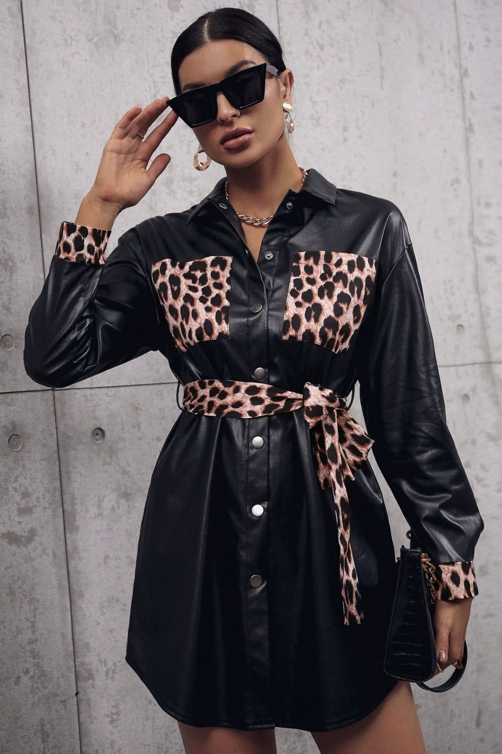 Tied Leopard Trench Coat