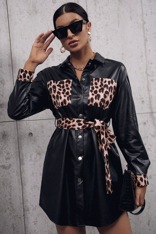 Tied Leopard Trench Coat