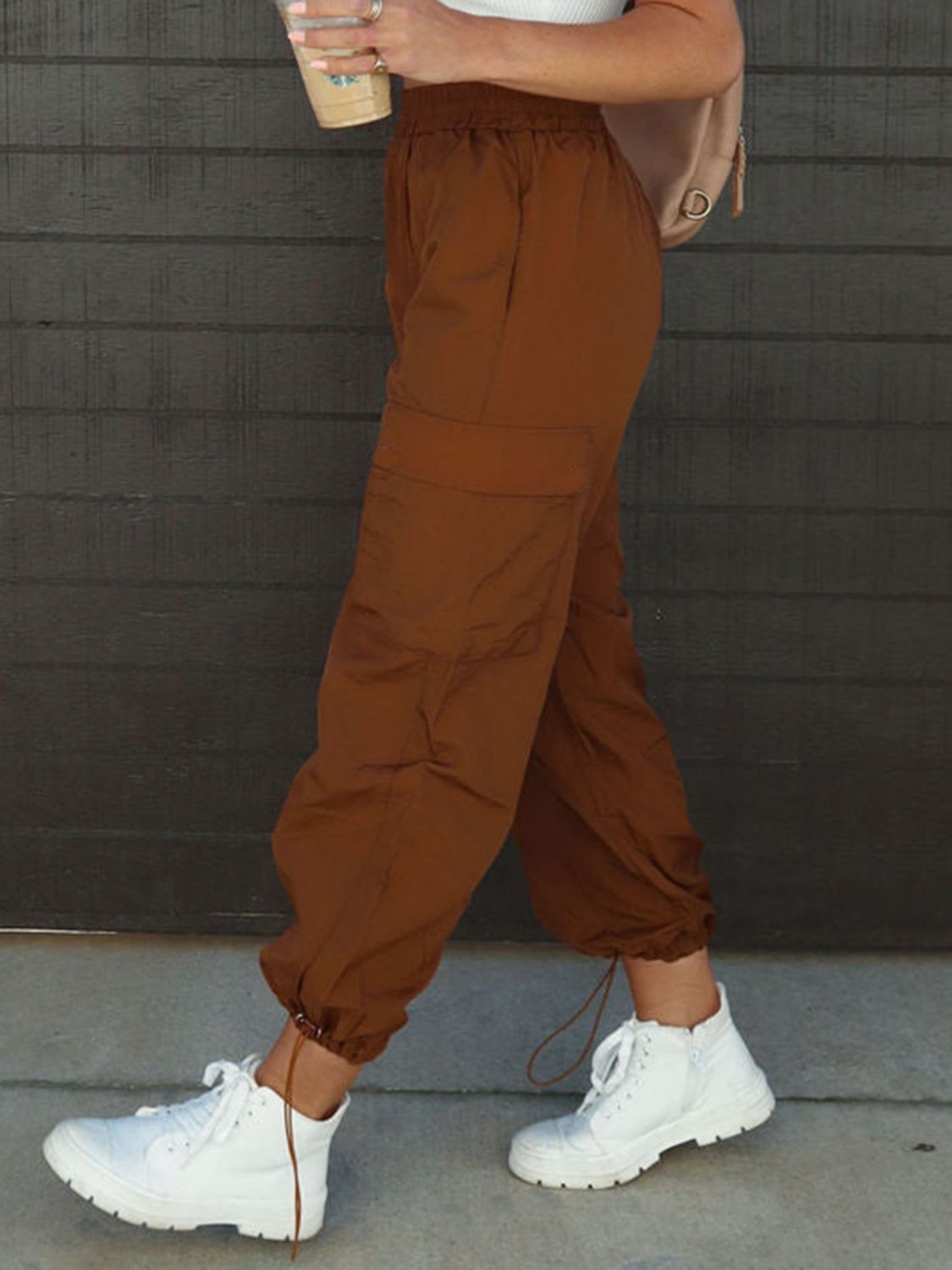 High Waist Drawstring Pants w/ Pockets
