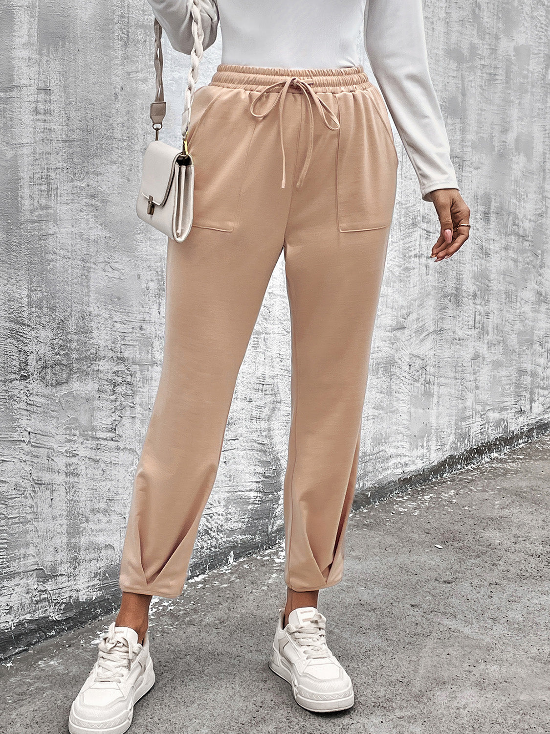 Drawstring Straight Pants w/ Pockets