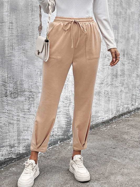 Drawstring Straight Pants w/ Pockets