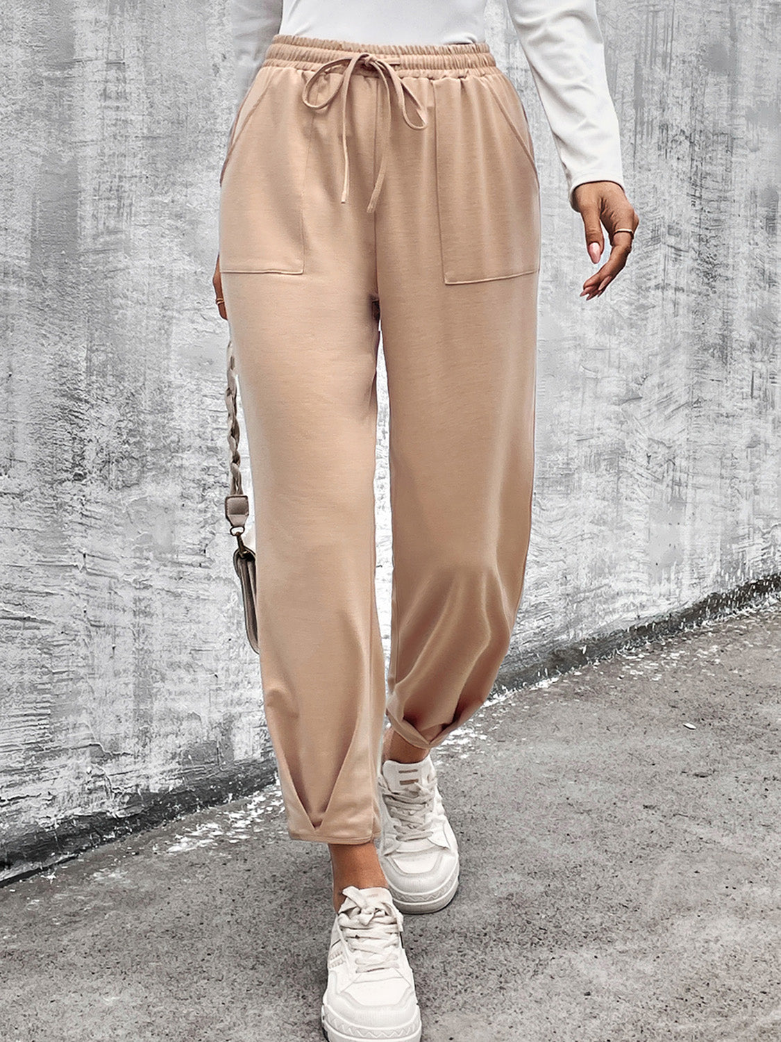 Drawstring Straight Pants w/ Pockets
