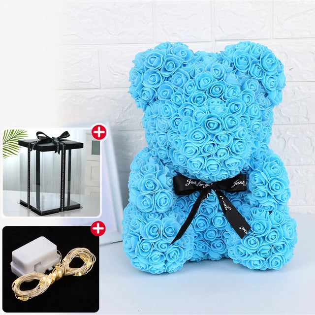 Rose Bear w/ LED Light Gift Box