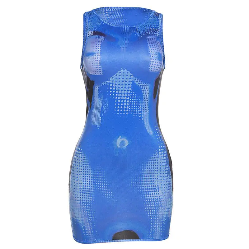 Lost In You Body Print Sleeveless Mini Dress
