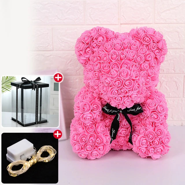 Rose Bear w/ LED Light Gift Box