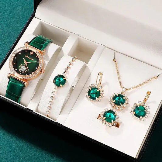 Green Quartz Wristwatch Set