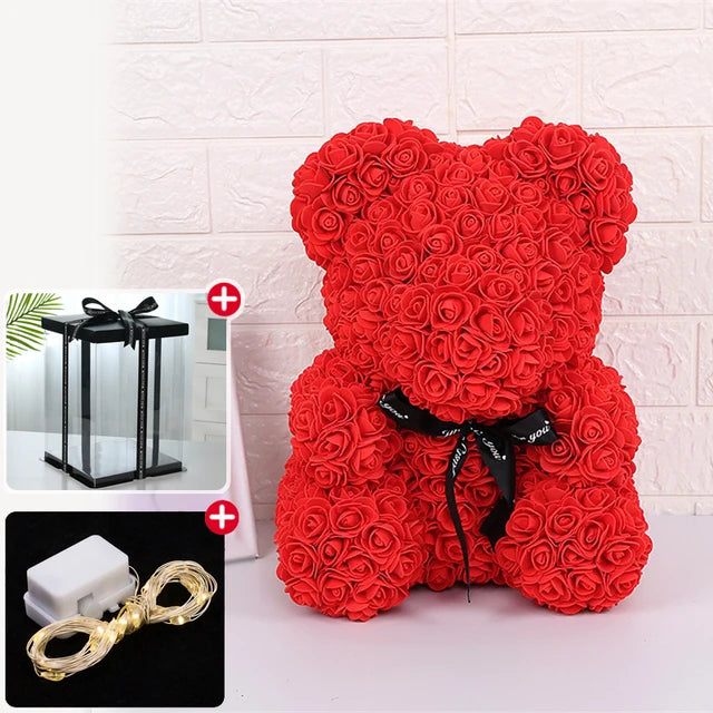 Rose Bear w/ LED Light Gift Box