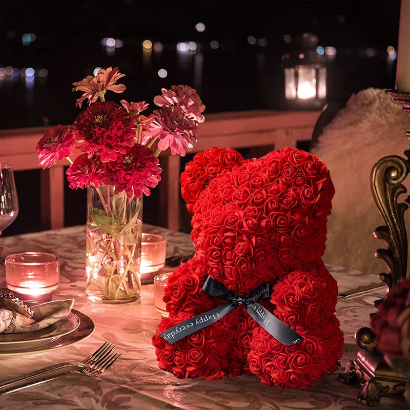 Rose Bear w/ LED Light Gift Box