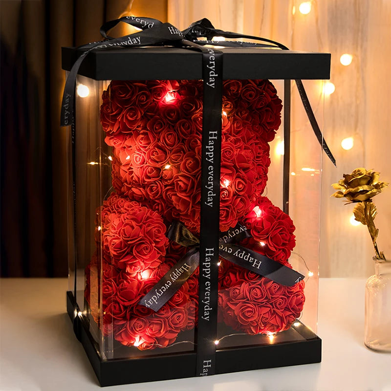 Rose Bear w/ LED Light Gift Box