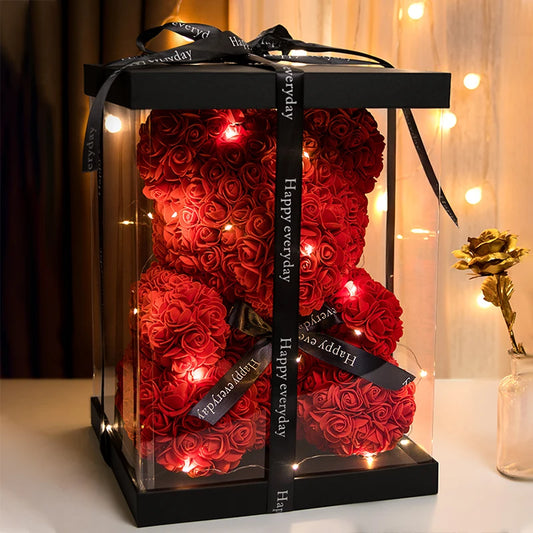 Rose Bear w/ LED Light Gift Box