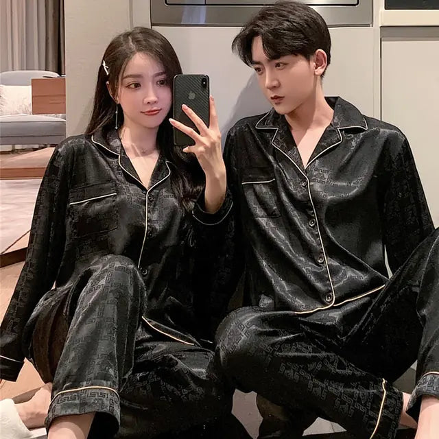Couple's Silk Pajamas Set