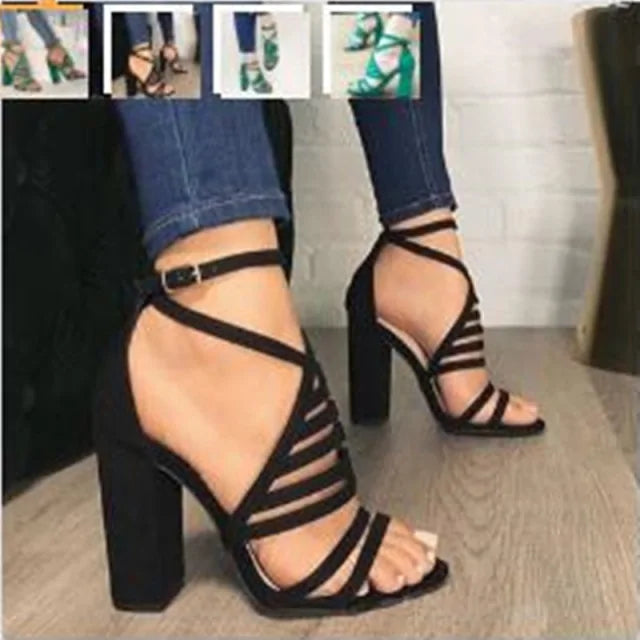 Criss Cross Chunky Heels