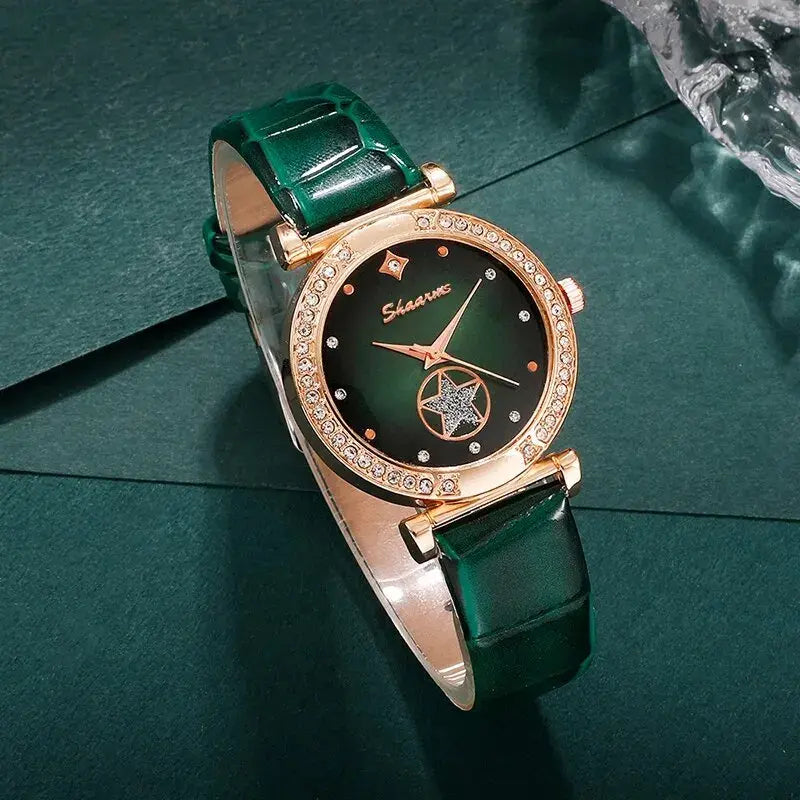 Green Quartz Wristwatch Set