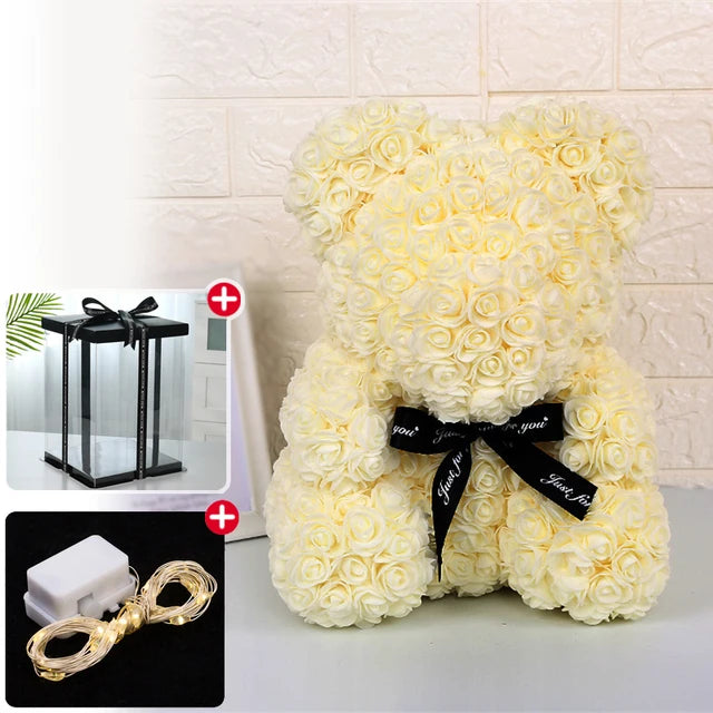 Rose Bear w/ LED Light Gift Box