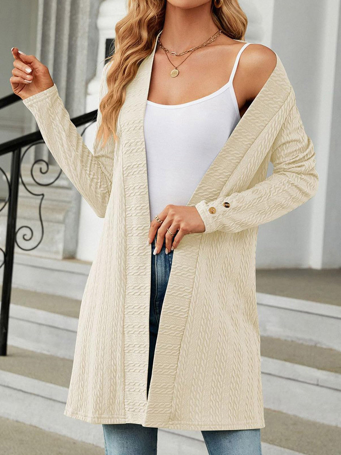 Long Open Sleeve Cardigan