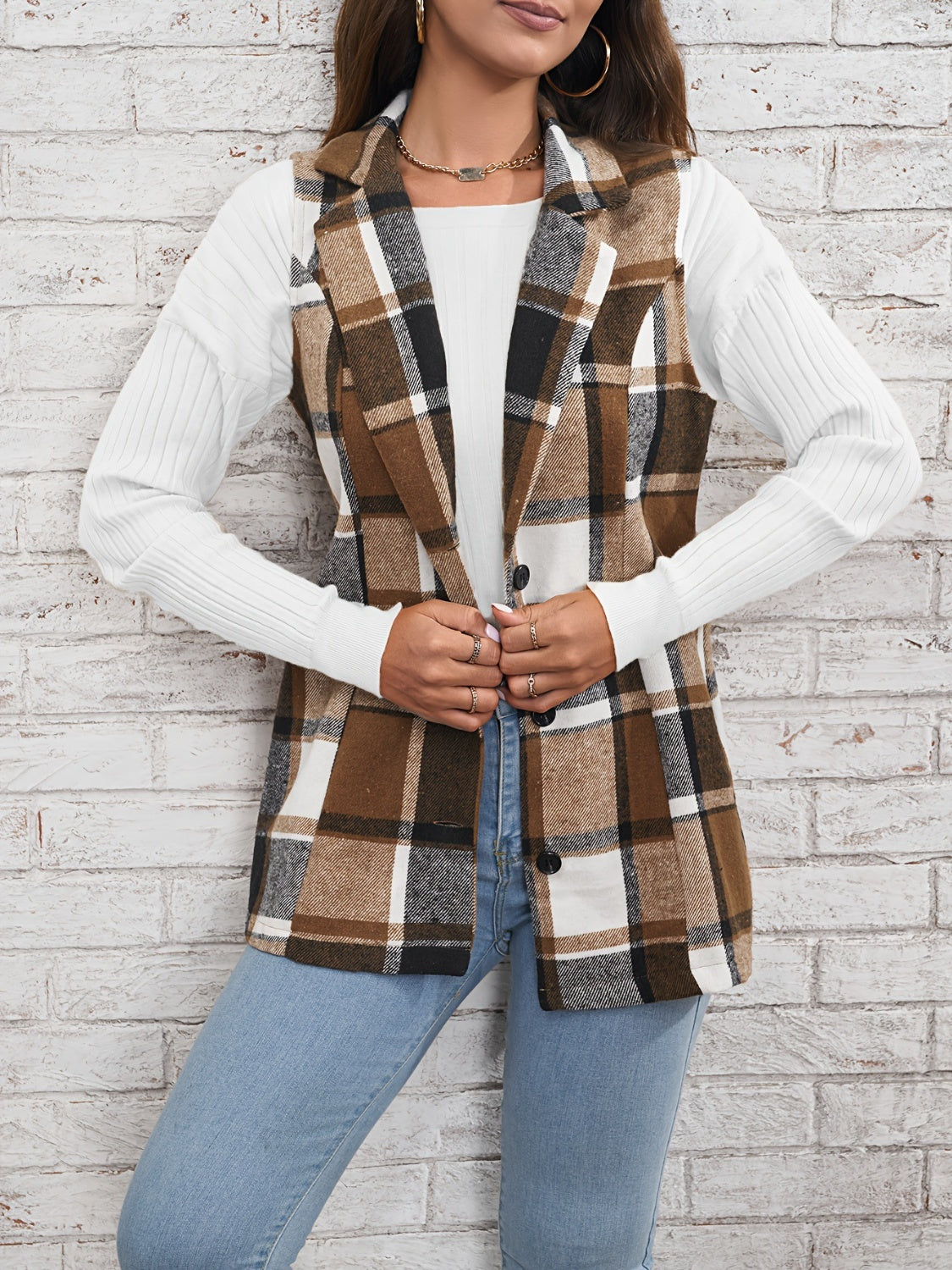Plaid Button Vest