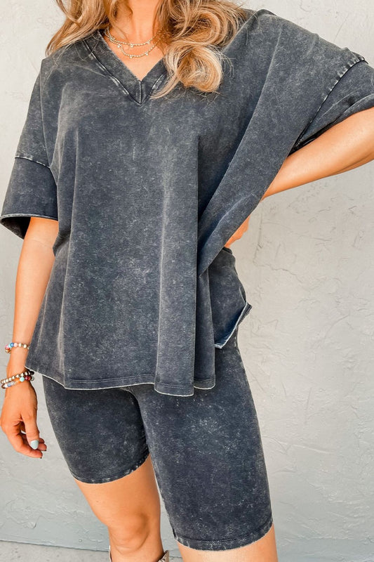 Dropped Shoulder Top & Shorts Set