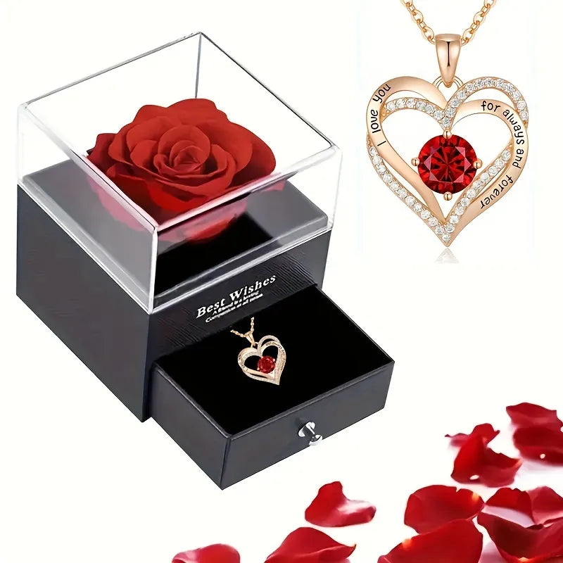 Necklace w/ Rose Flower Gift Box
