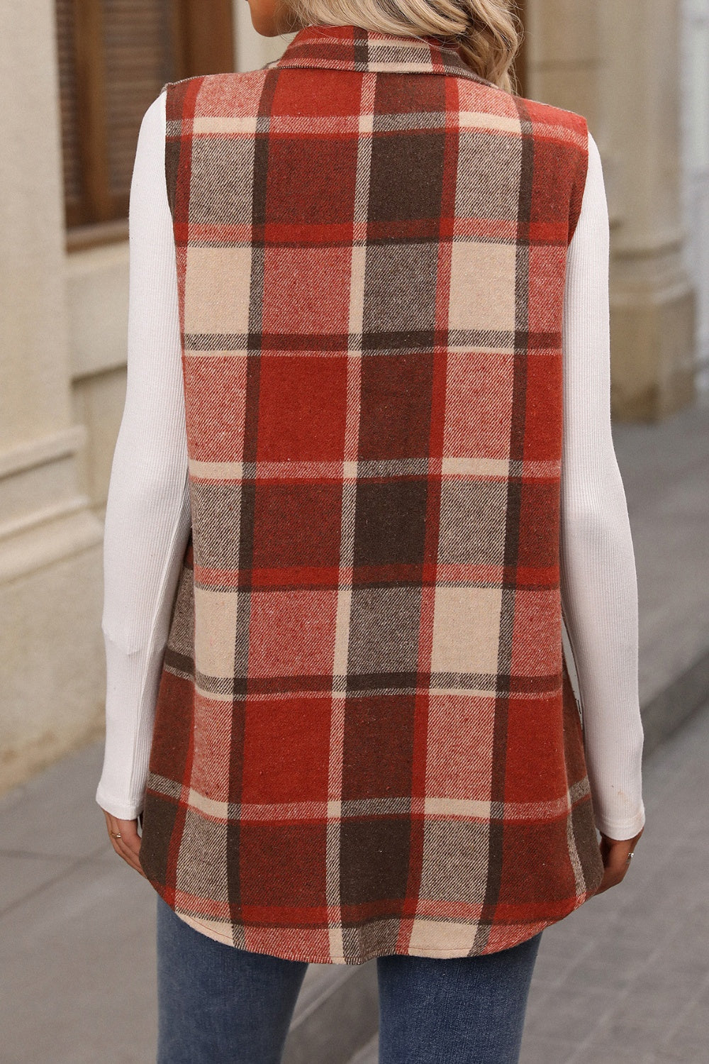 Plaid Button Up Vest