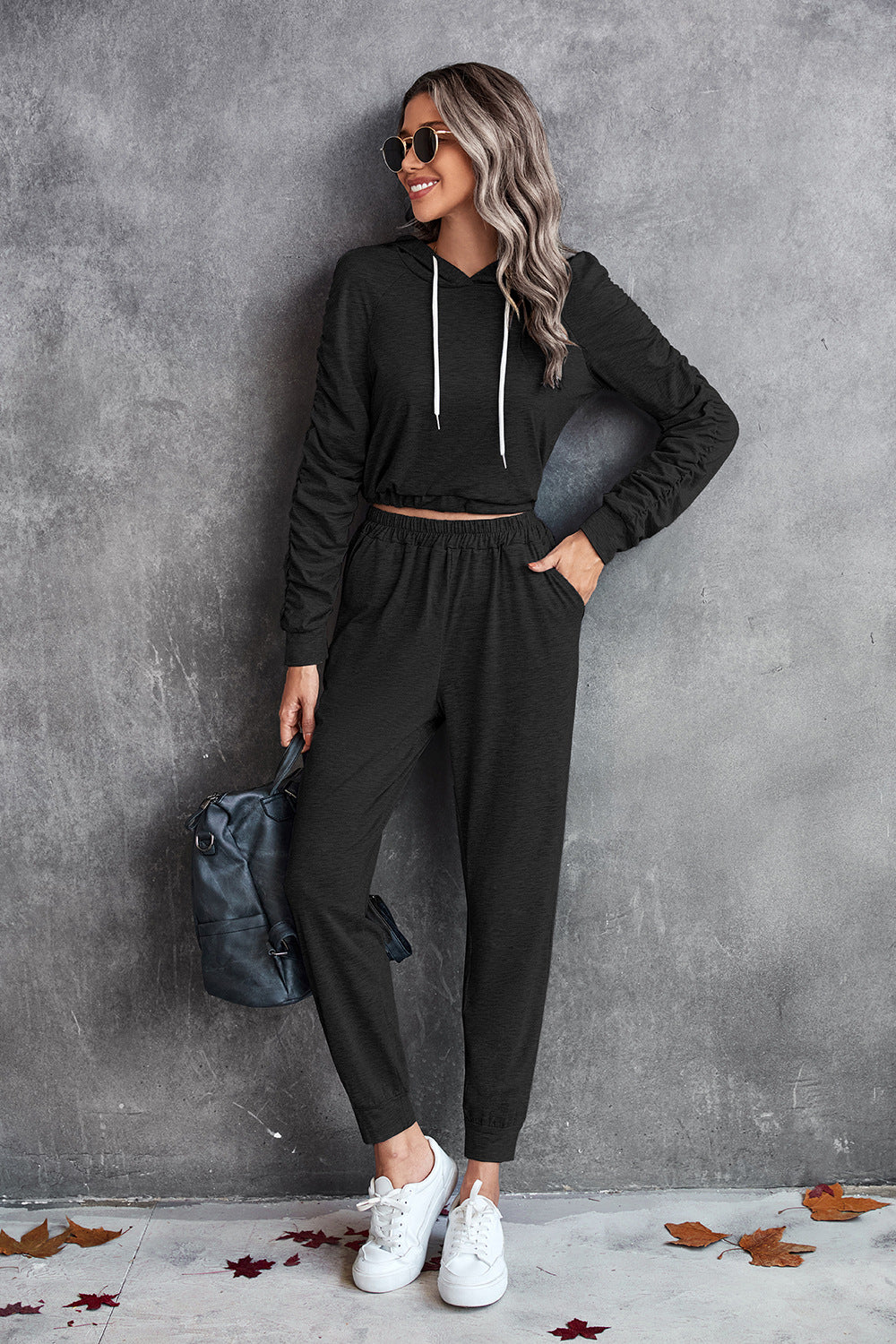 Ruched Hoodie & Joggers Set