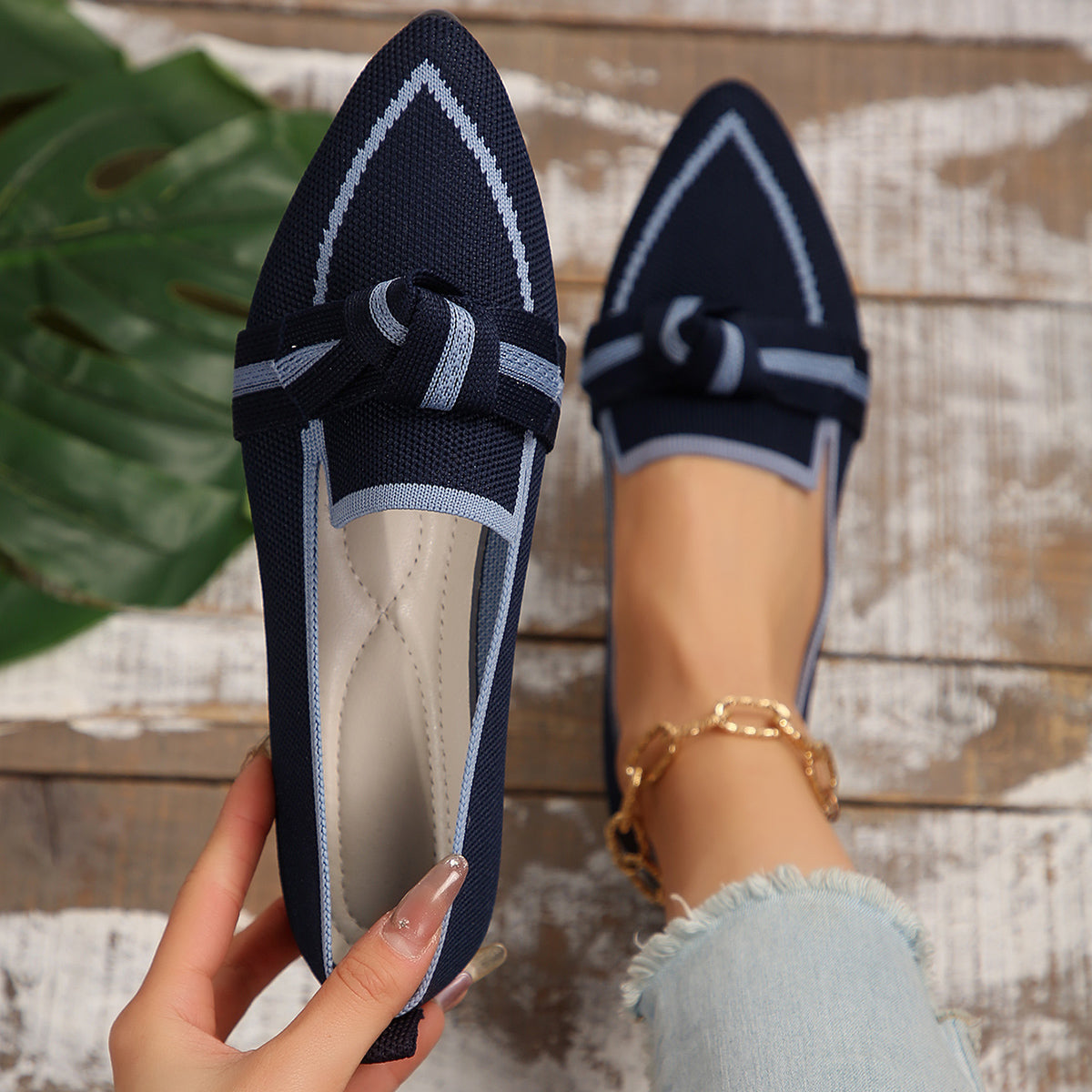 Blue Bow Loafers