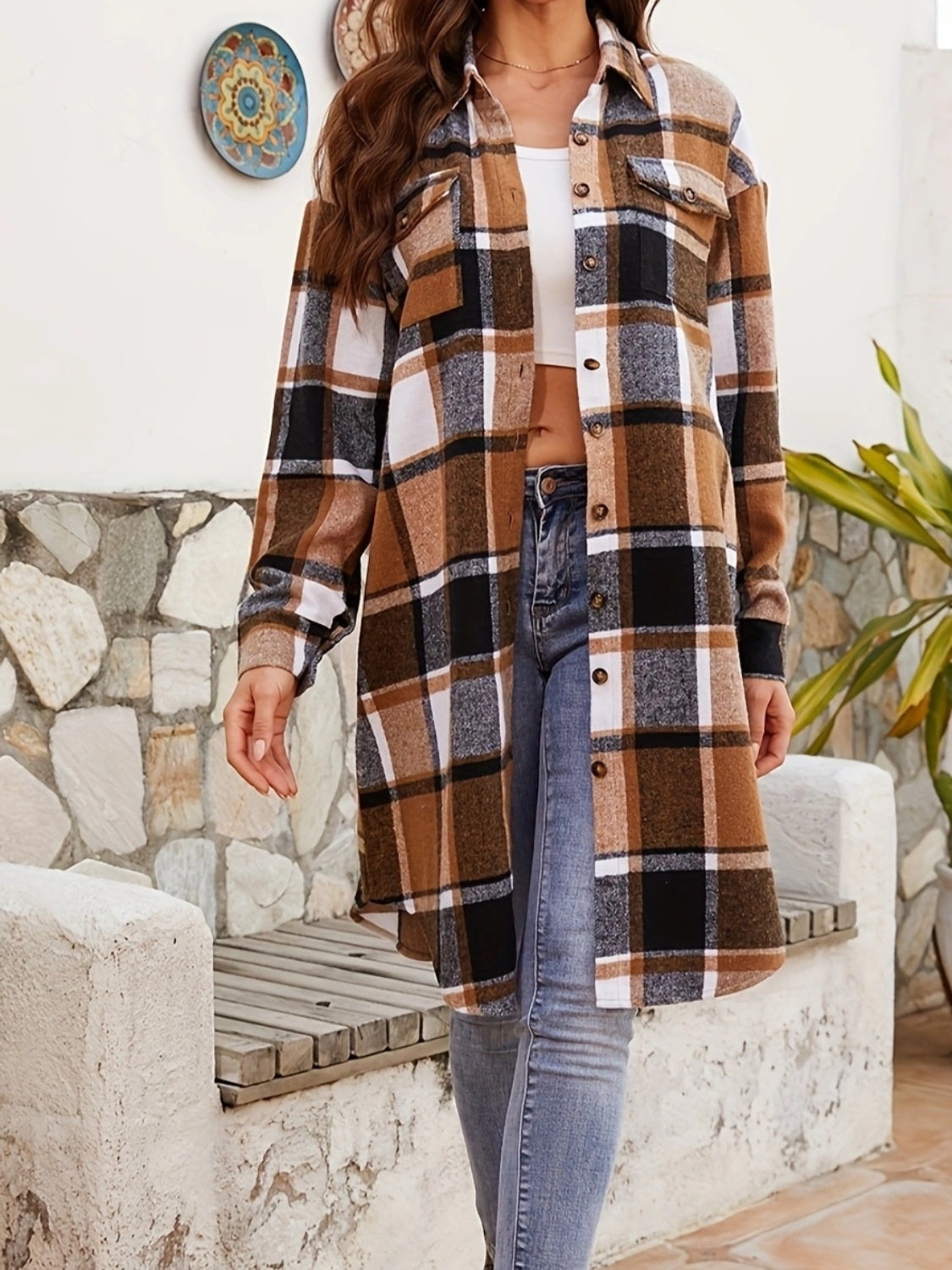 Plaid Collared Cardigan