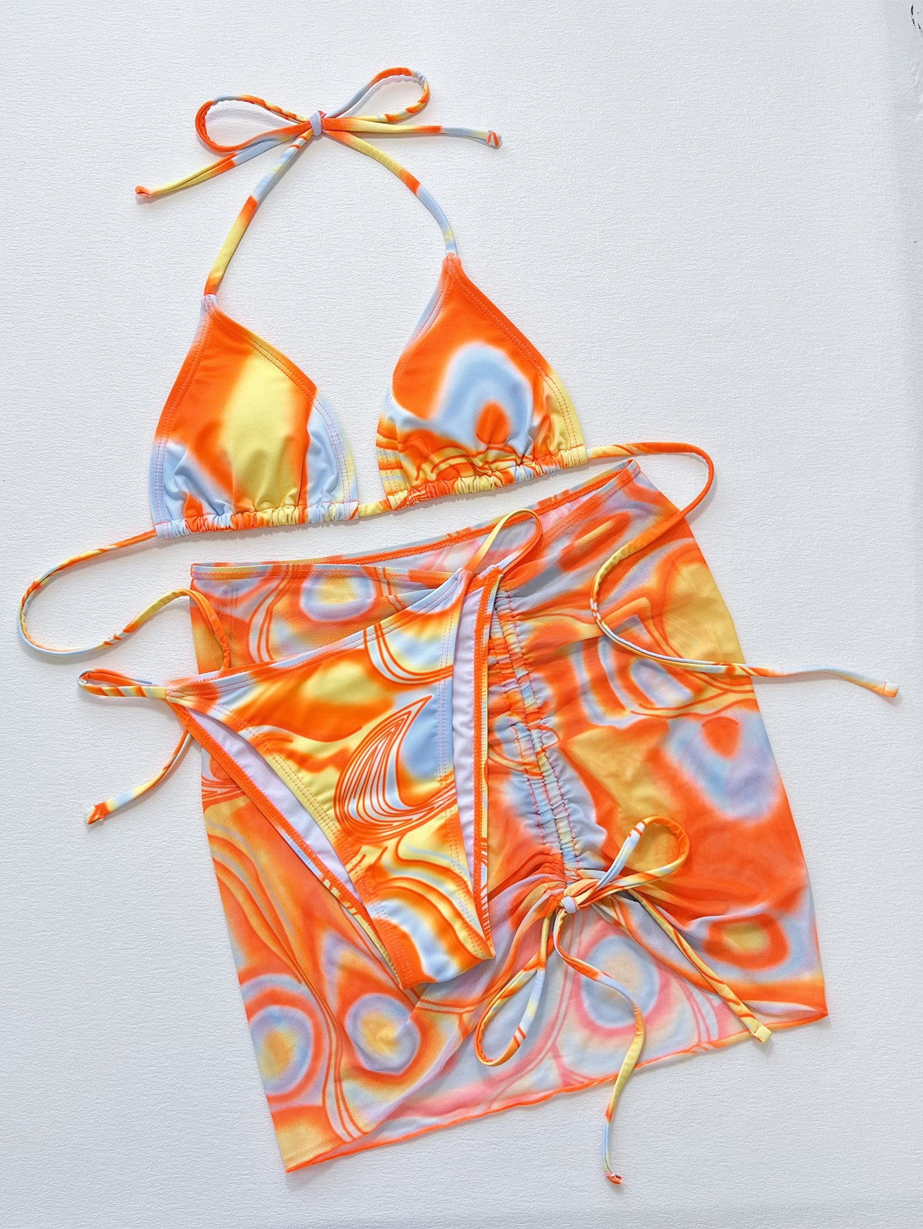 Multicolored Three-Piece Swim Set