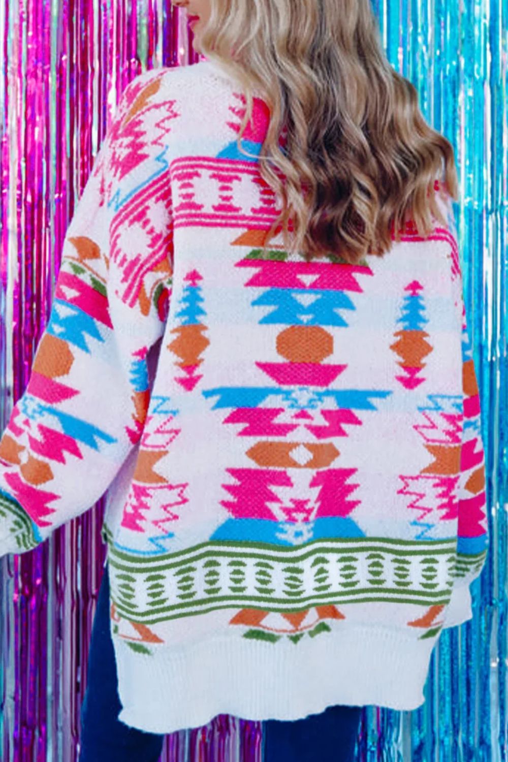 Geometric V-Neck Sweater