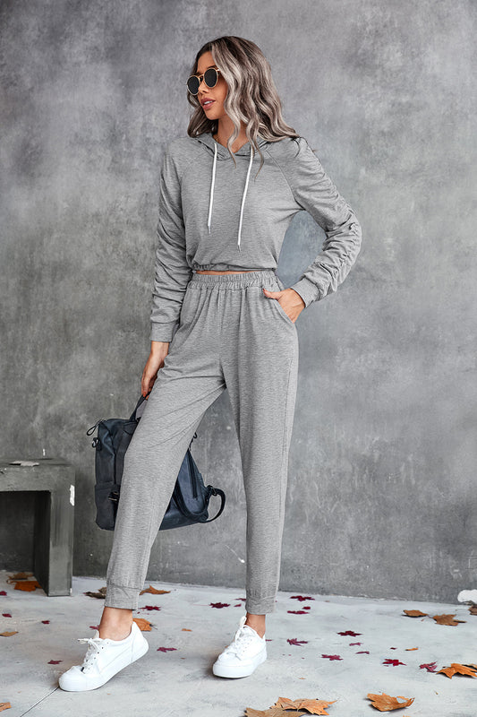 Ruched Hoodie & Joggers Set