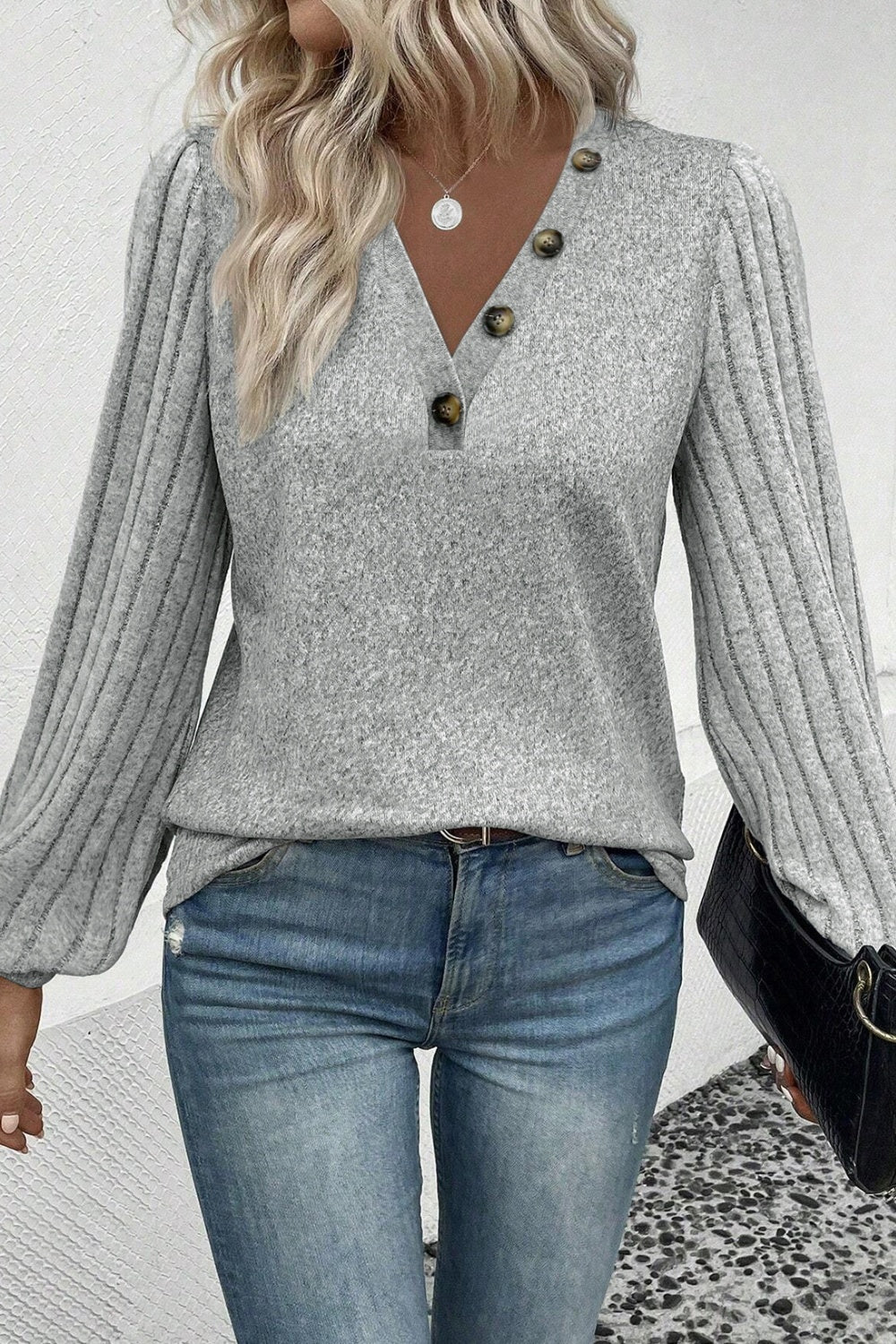 Decorative Lantern Sleeve Blouse
