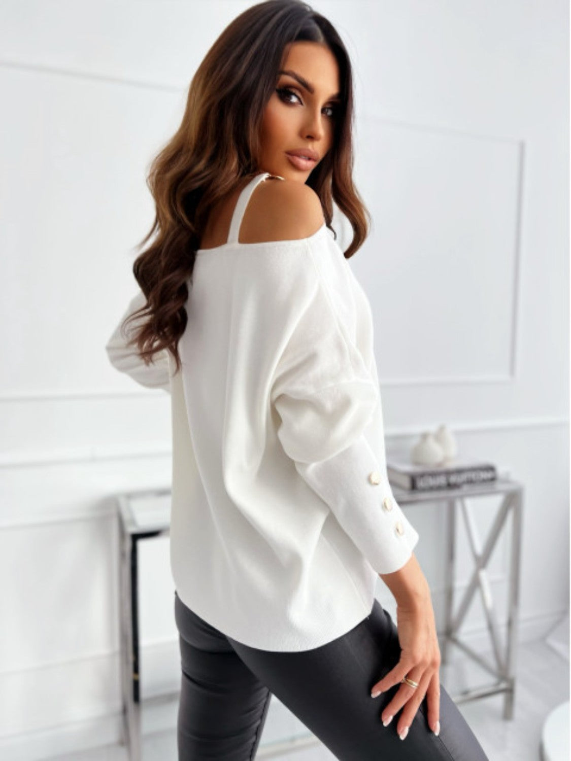 Off Shoulder Buttoned Top