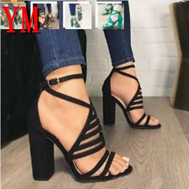 Criss Cross Chunky Heels