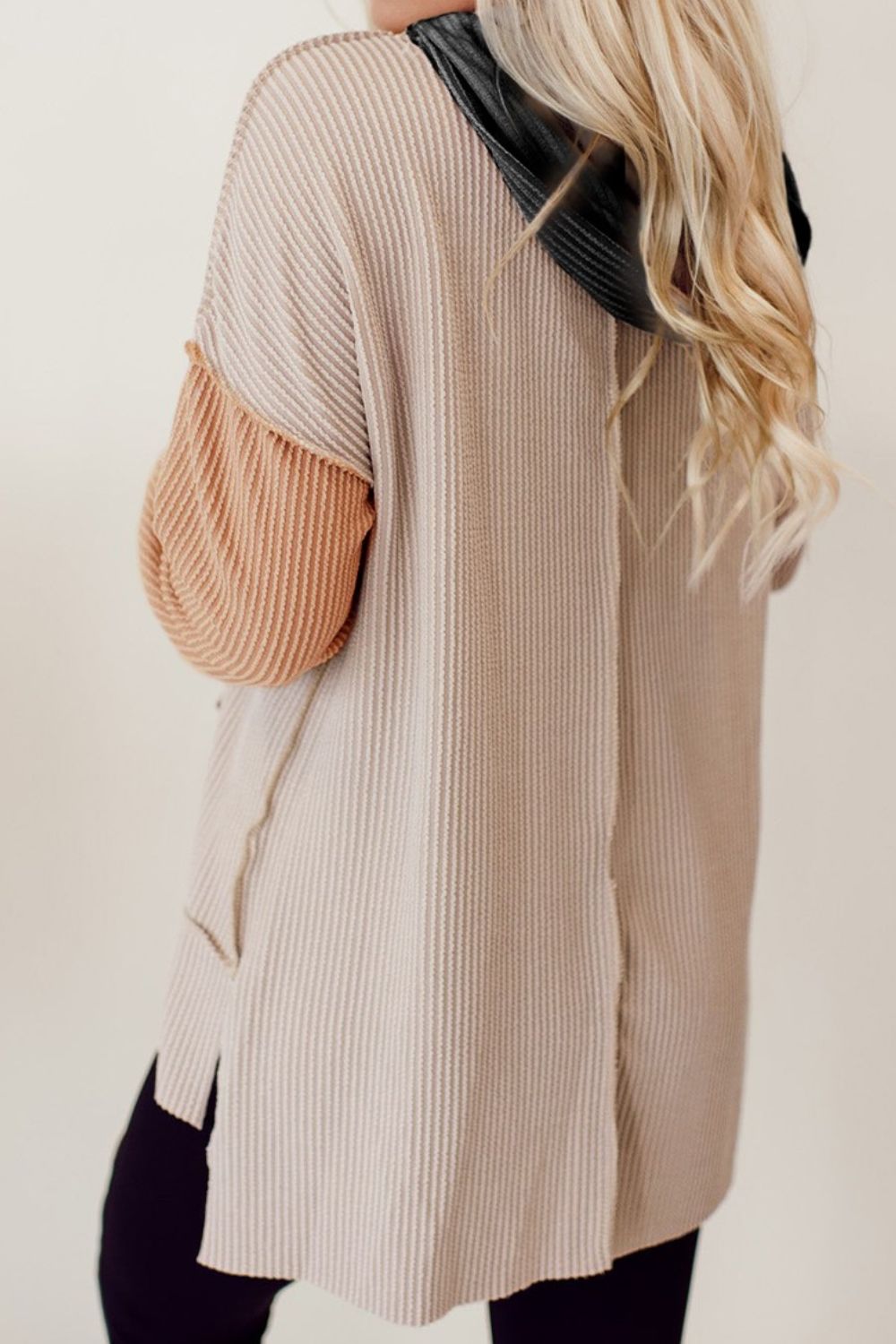 Color Block Exposed Hoodie