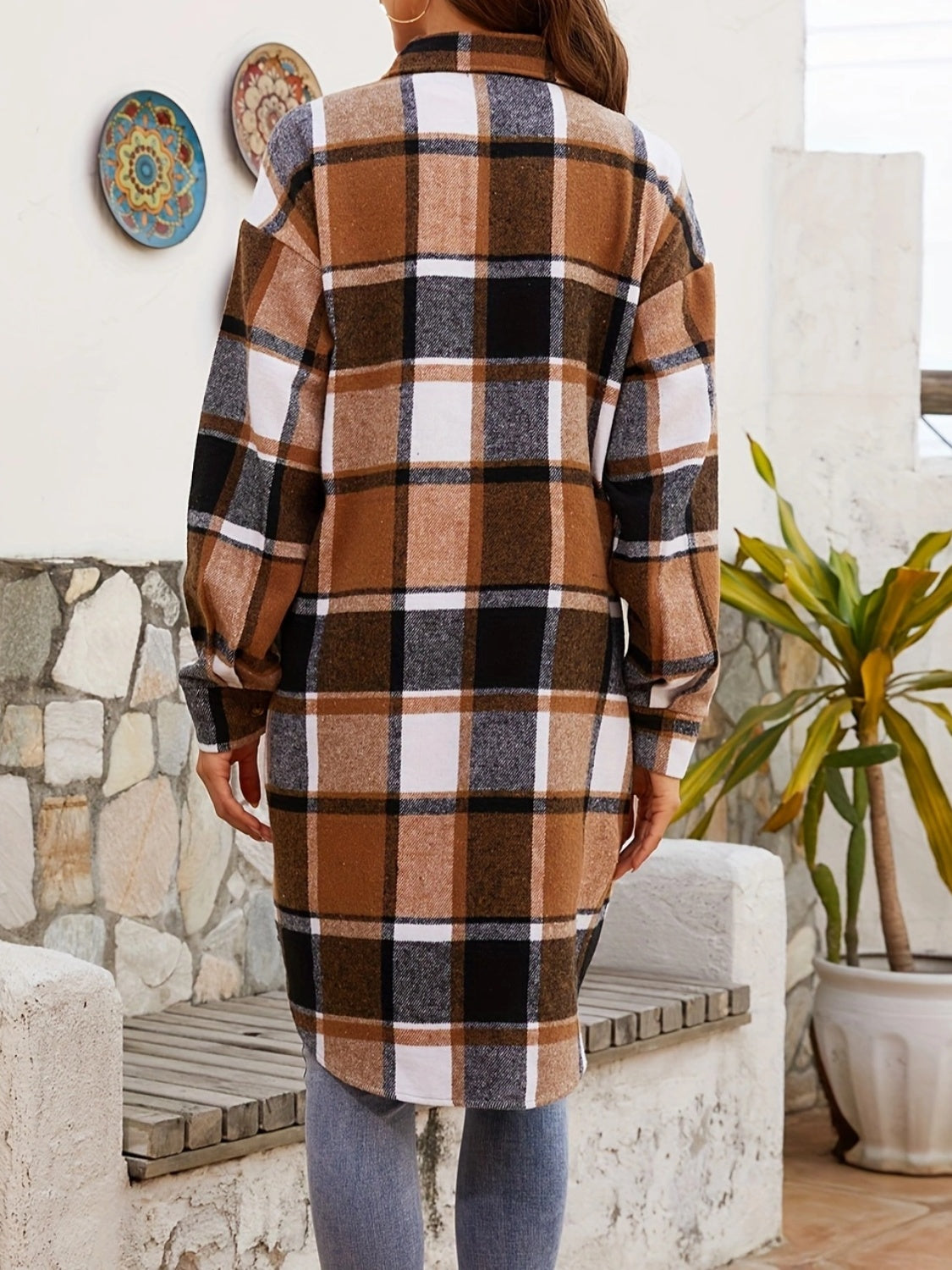 Plaid Collared Cardigan