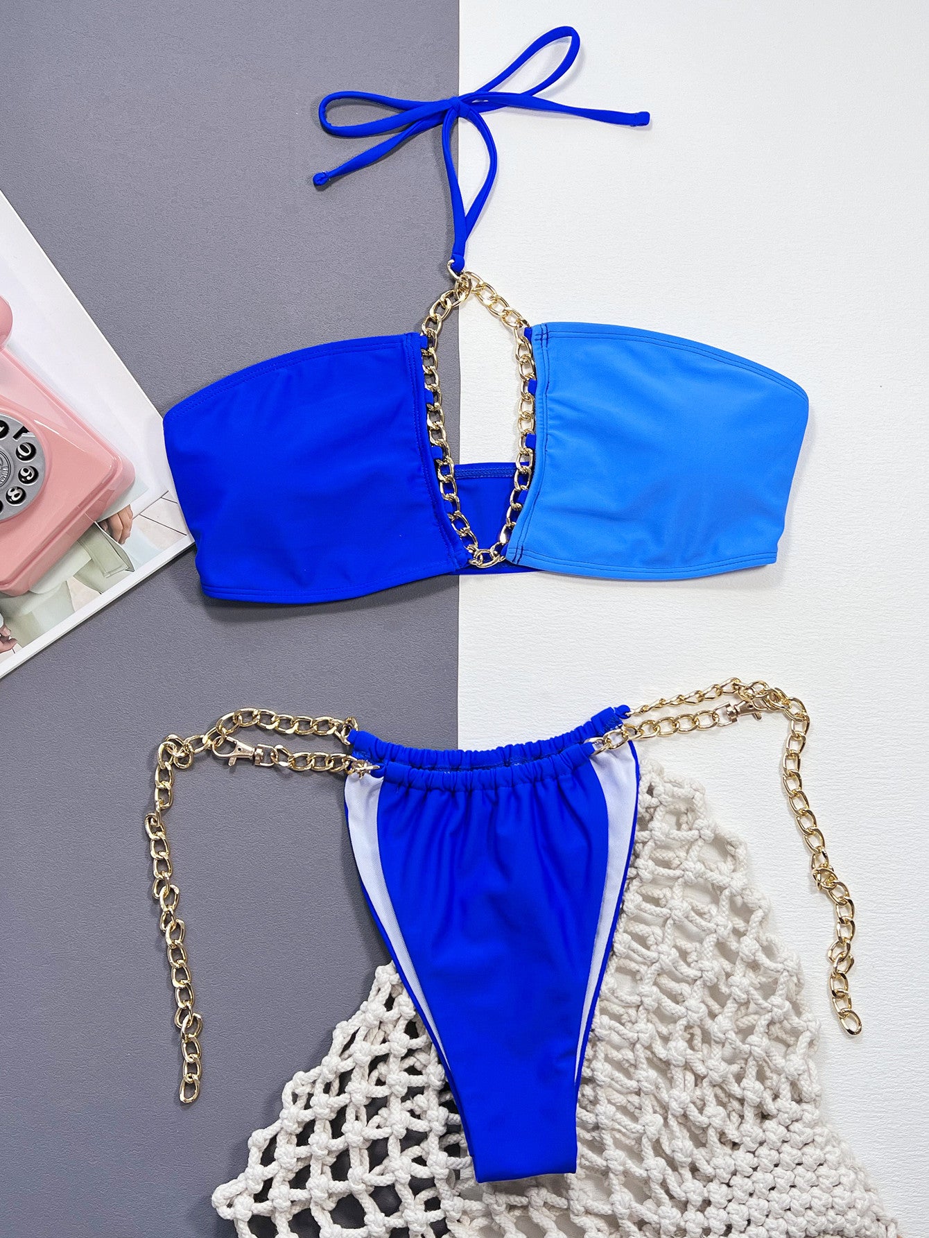 Chain Halter Bikini Set