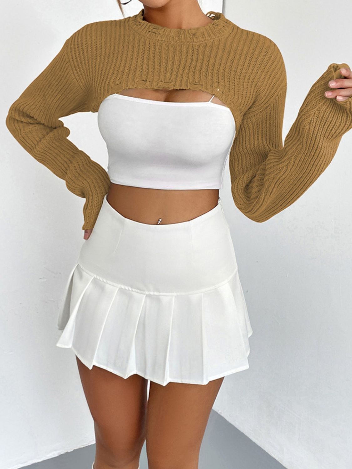 Distressed Cropped Sweater