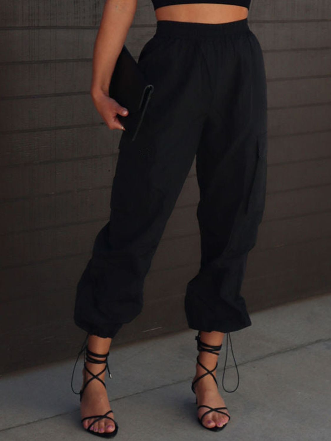 High Waist Drawstring Pants w/ Pockets