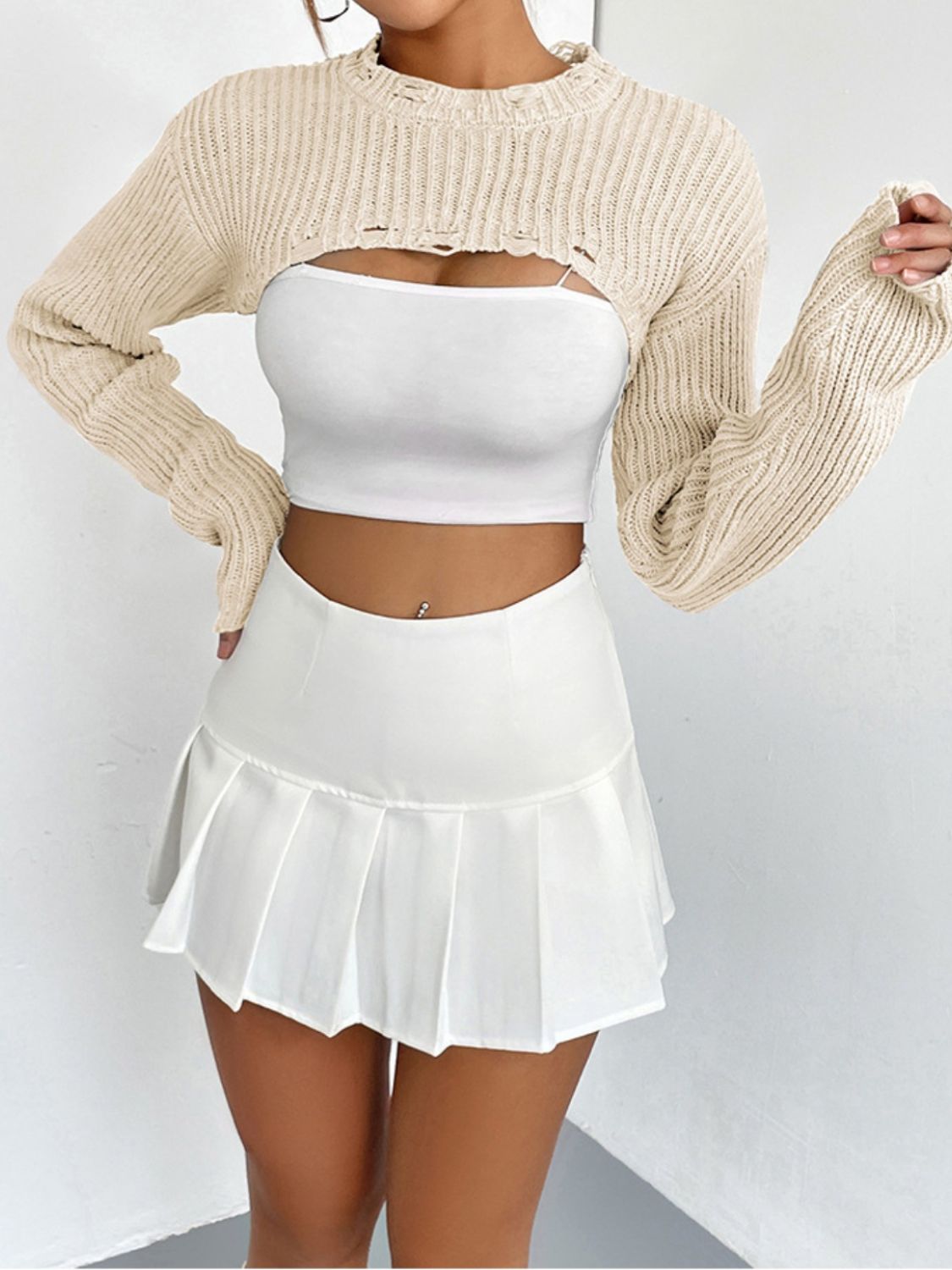 Distressed Cropped Sweater