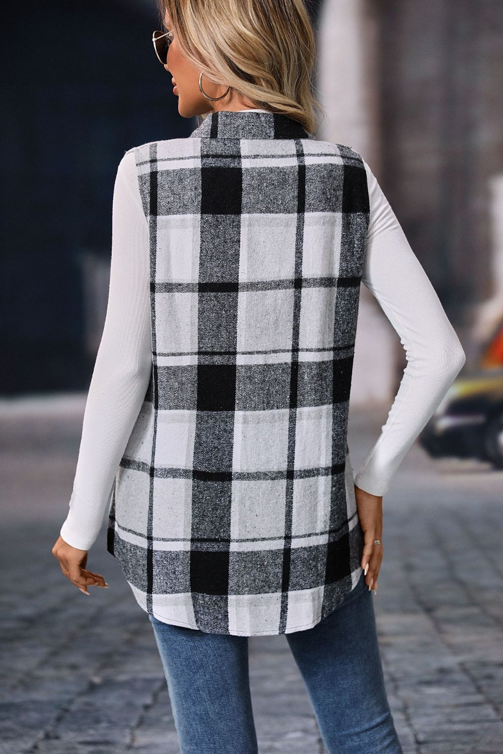 Plaid Button Up Vest