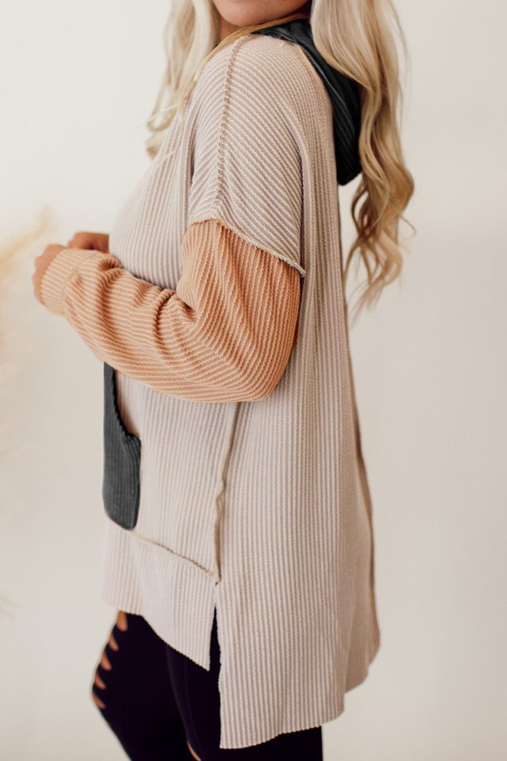 Color Block Exposed Hoodie