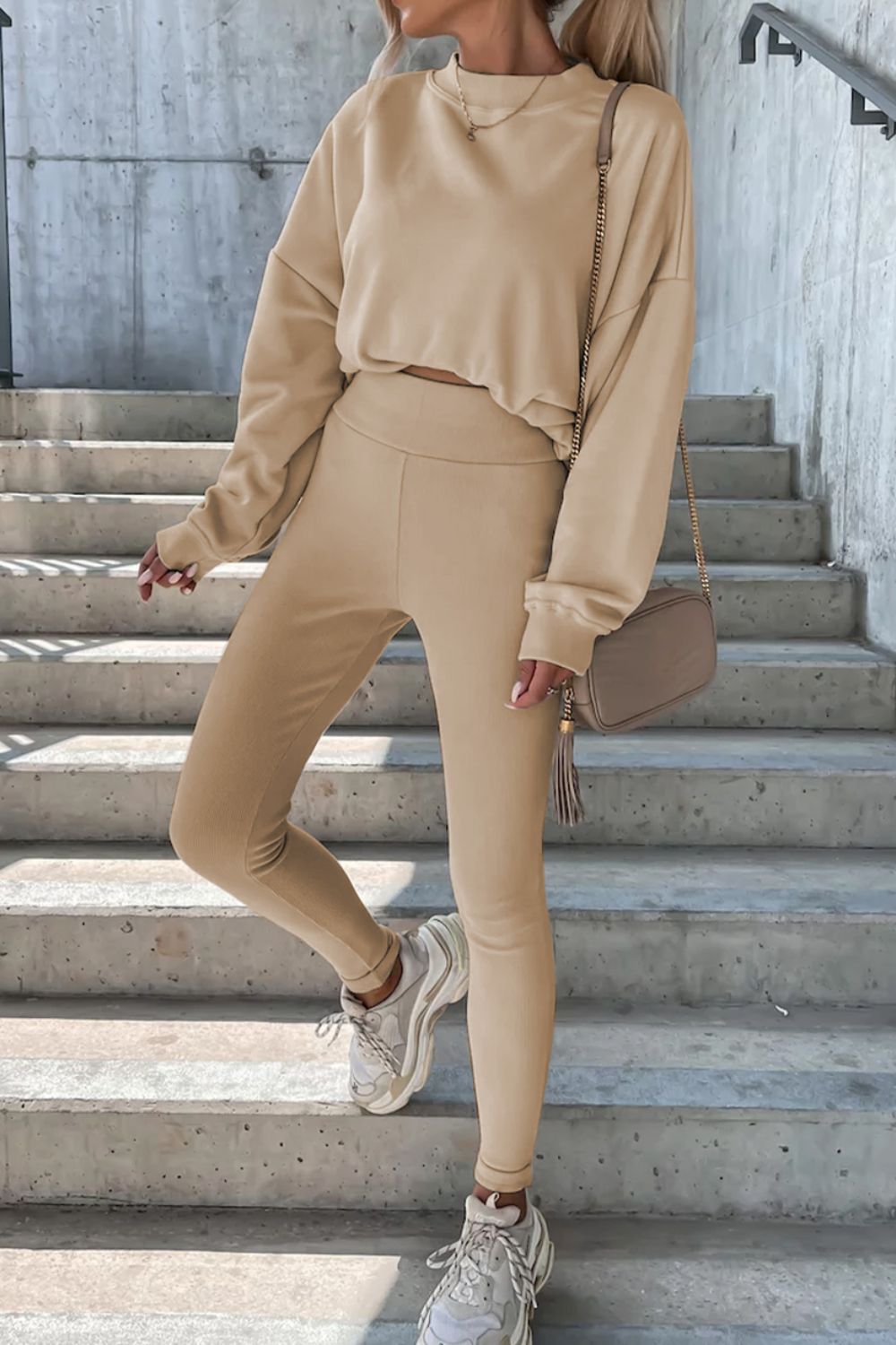 Shoulder Sweatshirt & Pants Set