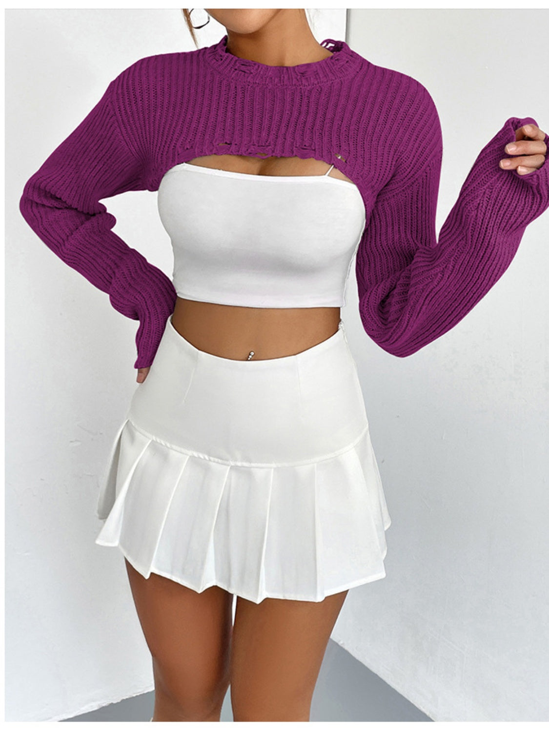 Distressed Cropped Sweater