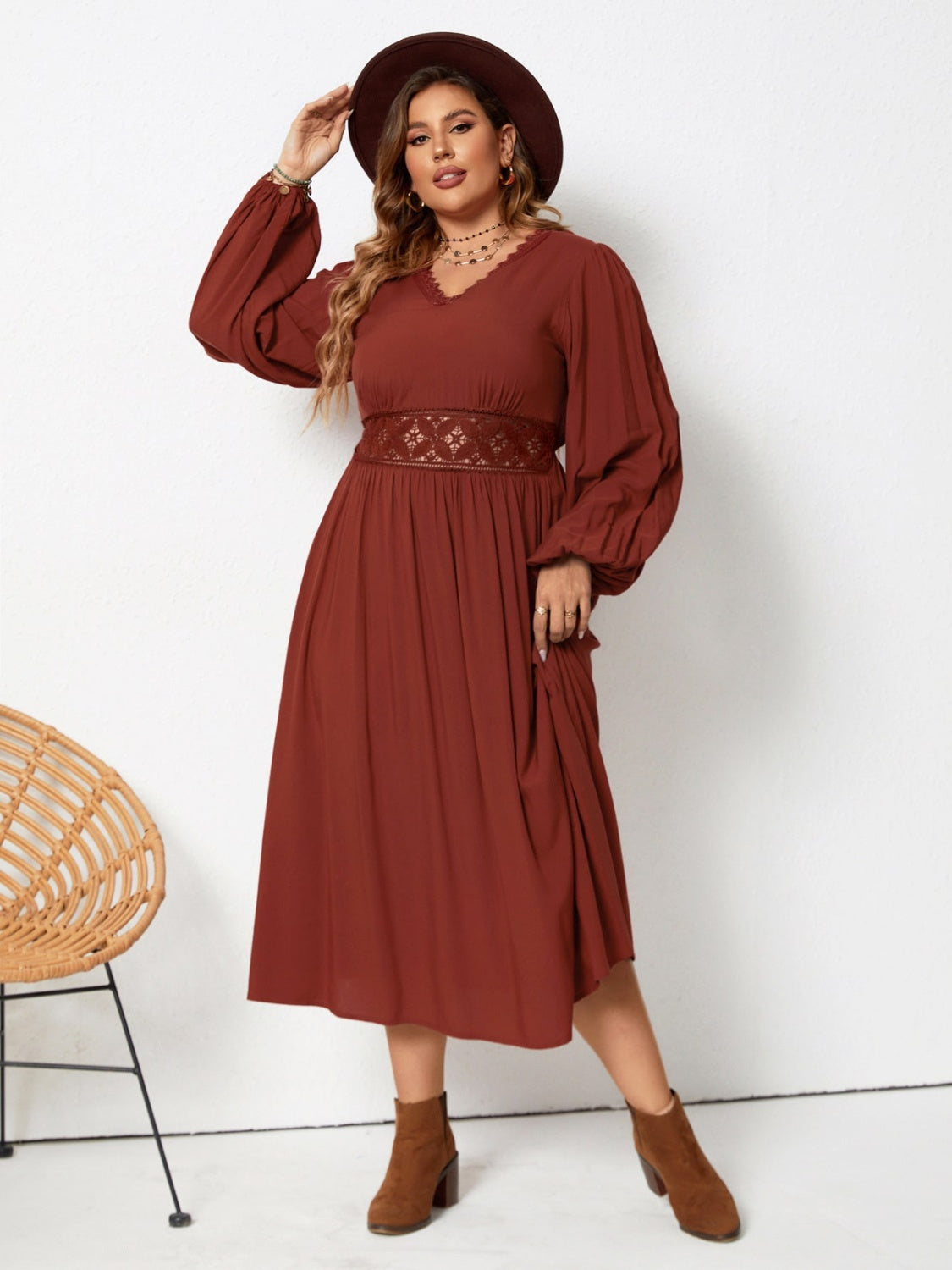 (PS) Lace Balloon Sleeve Dress