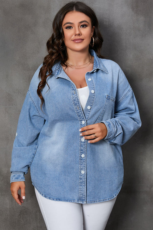 (PS) Button Denim Top