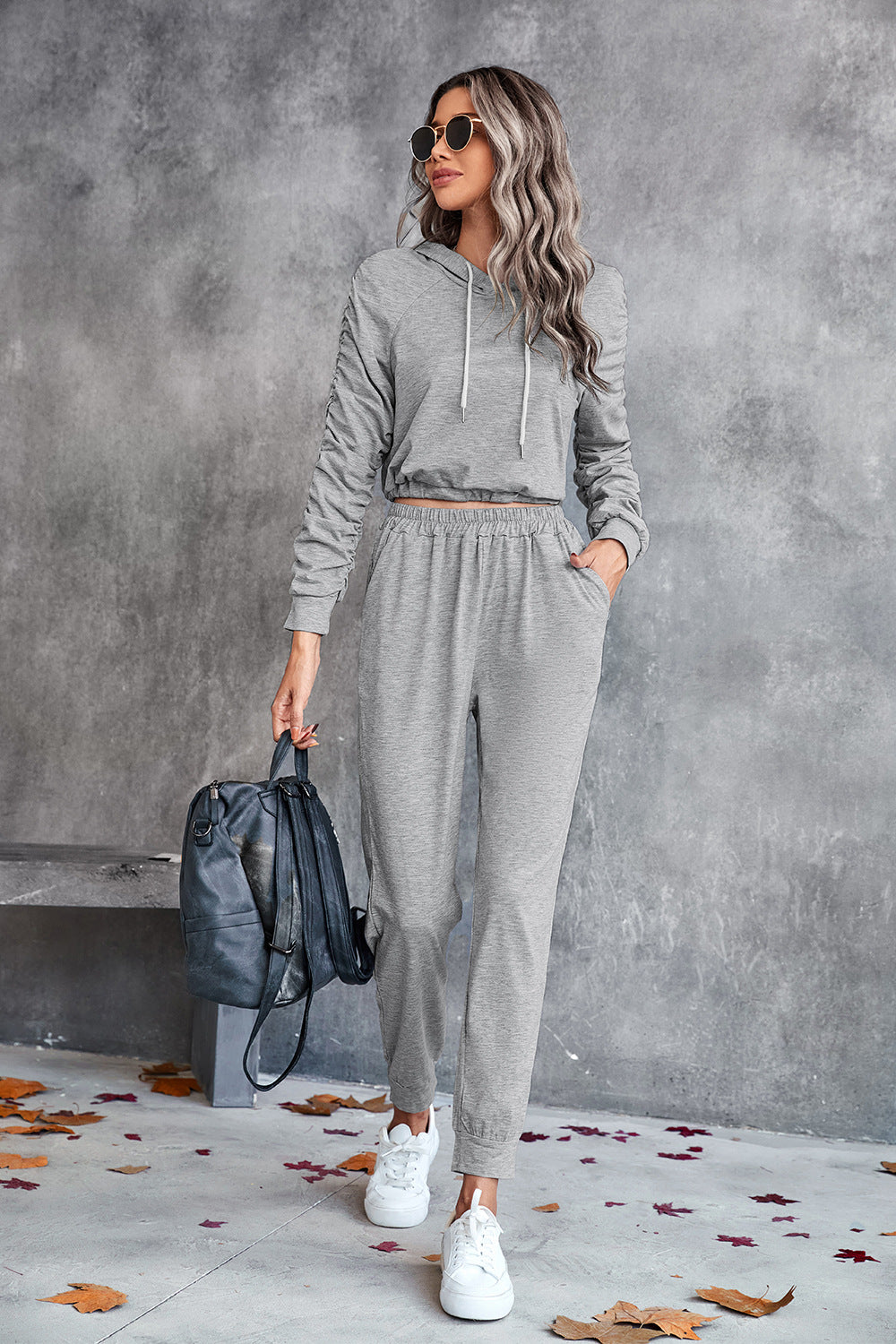 Ruched Hoodie & Joggers Set