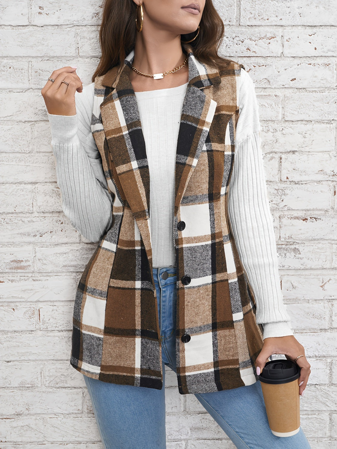 Plaid Button Vest