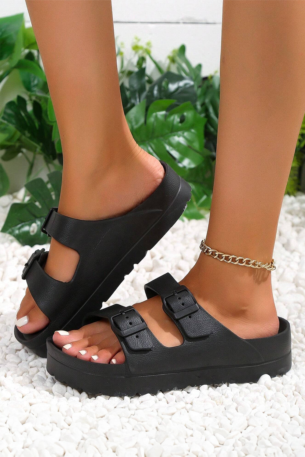 Buckle Strap Beach Slides