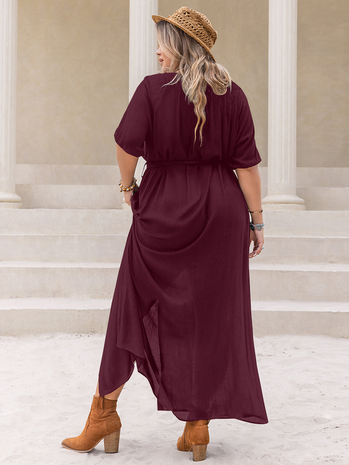 (PS) Long Slit & Half Sleeve Dress