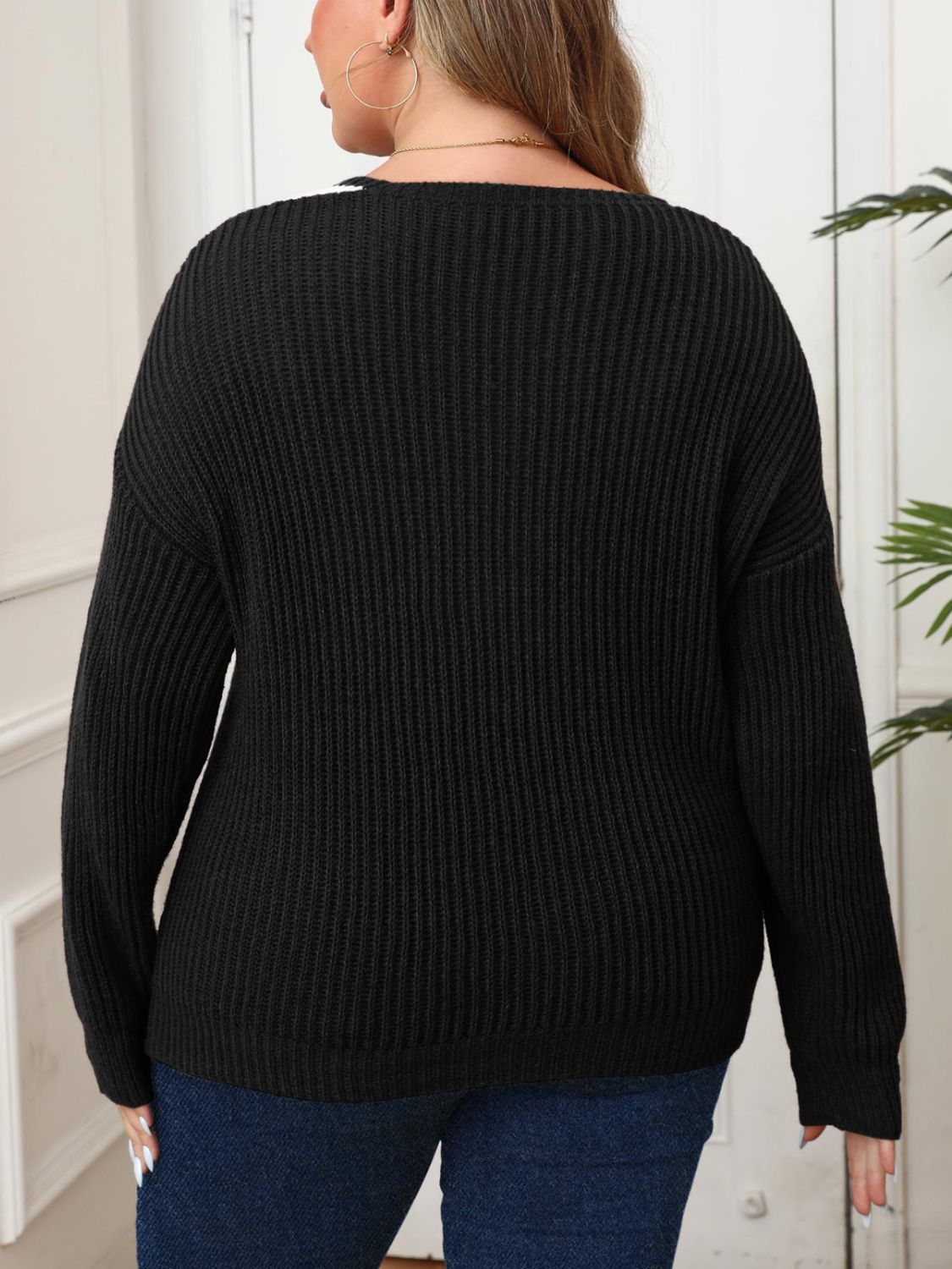 (PS) Contrast Dropped Shoulder Sweater